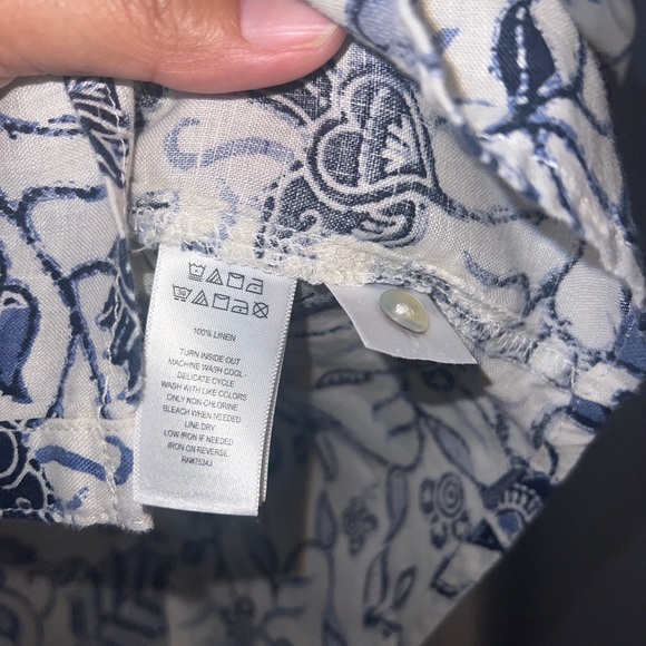 EUC Rachel Zoe Linen Shirt Floral Small Collared Button Down 100% Linen boho - Picture 5 of 7